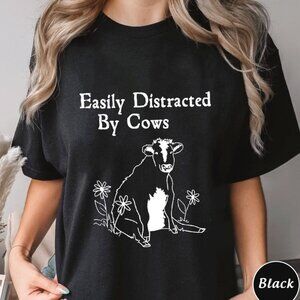 Easily Distracted By Cows Shirt, Trending Unisex Tee Shirt